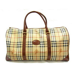 Burberry Boston Bag Check Beige Tan Travel Shoulder